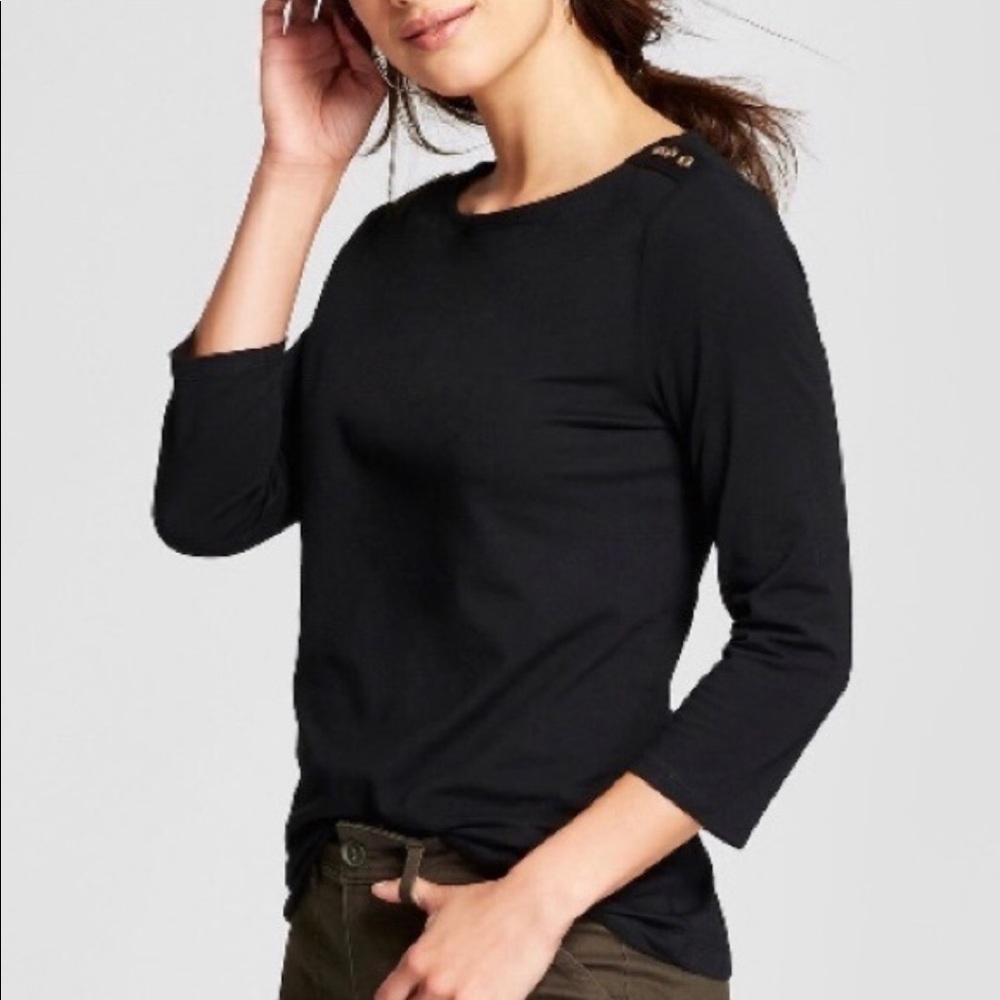 Black Top w/ Gold Buttons on Both Shoulders L